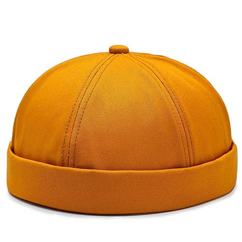 Image of Gogobear Mens Brimless Docker Beanie Adjustable Rolled Cuff Sailor Cap | Rolled Cuff Retro Beanie Hat, Adjustable Head Circumference, Moisture Wicking Sweatband