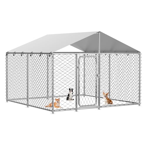7.8x7.8 FT Extra Large & Heavy Duty Dog Kennel Run - Outdoor Metal Enclosure with Lockable Door and...