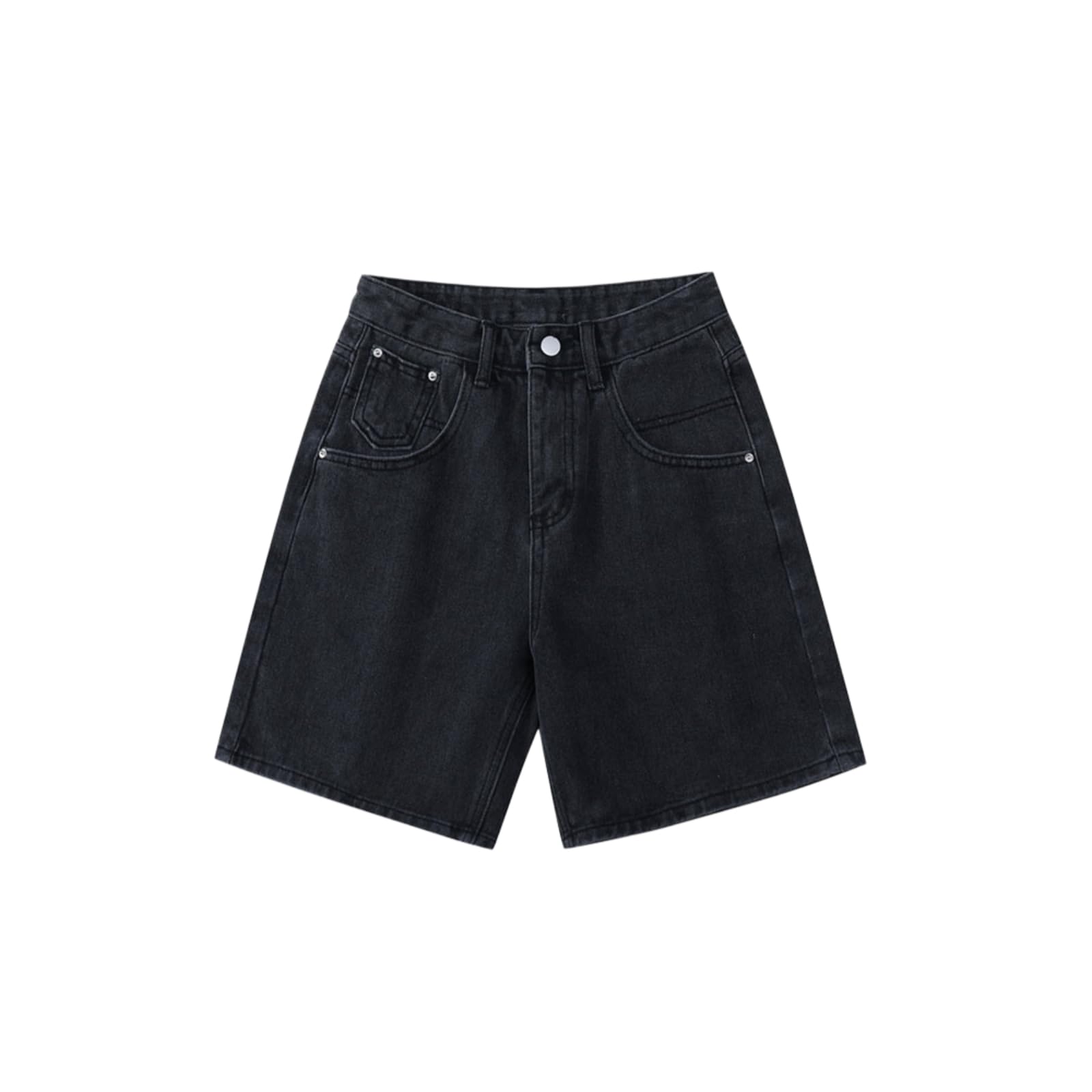 Shorts Jeans Donna Estate Alta Vita Denim Casual Sciolto Donne più Dimensione Streetwear Moda Pulsante Gamba Larga Breve Femminile-Black-m