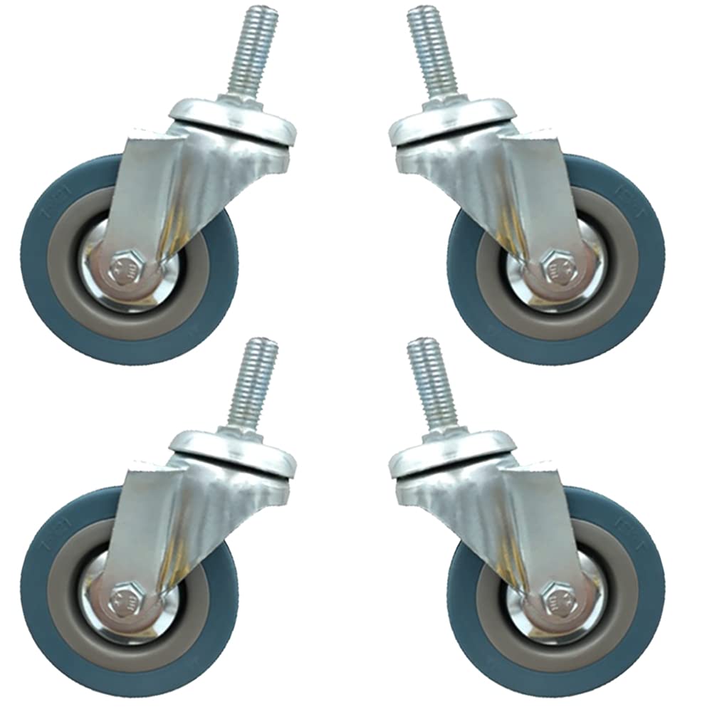 Dfhesdfd Blue Swivel Castors, M12 Stem Casters Set Of 4 3Inch Locking Brake Replacement For Furniture Trolley(,Swivel)