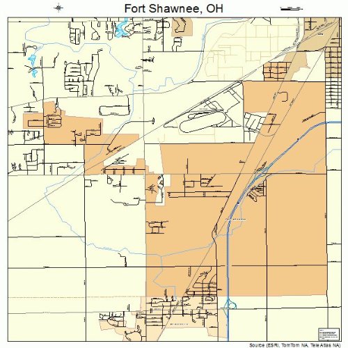 Large Street & Road Map of Fort Shawnee, Ohio OH Printed poster size