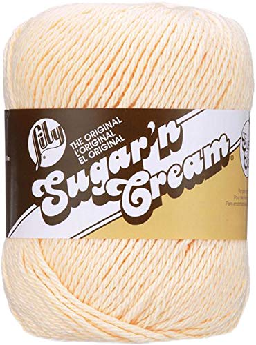 Image of Lily Sugar 'N Cream Super Size Solid Yarn, 4oz, Gauge 4 Medium, 100% Cotton - Cream - Machine Wash & Dry