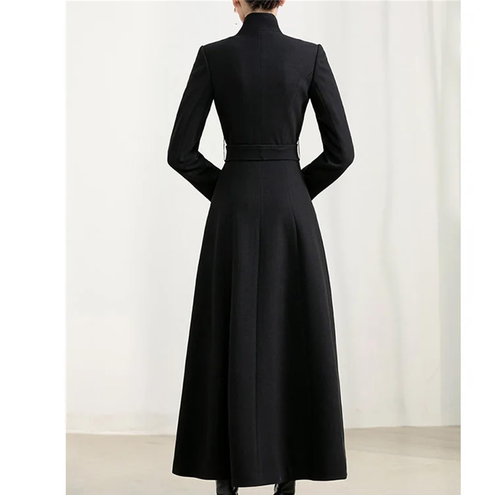 Gabardina de lana gruesa para mujer, abrigo largo suelto de lana con cinturón, cárdigan, ropa de abrigo