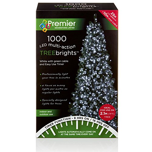 Premier Decorations 1000 LED Multi Action Christmas Tree Brights White