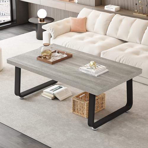 HSH Couchtisch Industrie Design Wohnzimmertisch Sofatisch aus Holz Tisch Beistelltisch Kaffeetisch für Wohnzimmer Coffee Table Grau 100B x 55T x 46.5H cm