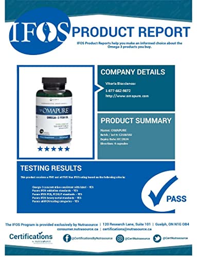 Omapure Pharmaceutical Grade Omega-3 Fish Oil (3 Bottles; 120 Softgels) | Made With Ifos 5-Star Certified Fish Oil - Tested For Purity, Potency, Radiation, And Freshness #TOP3
