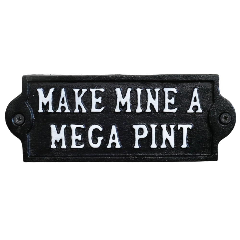 Gifts Direct 2 U Make Mine A Mega Pint Sign Home Man Cave Bar Decoration Wall Plaque Black