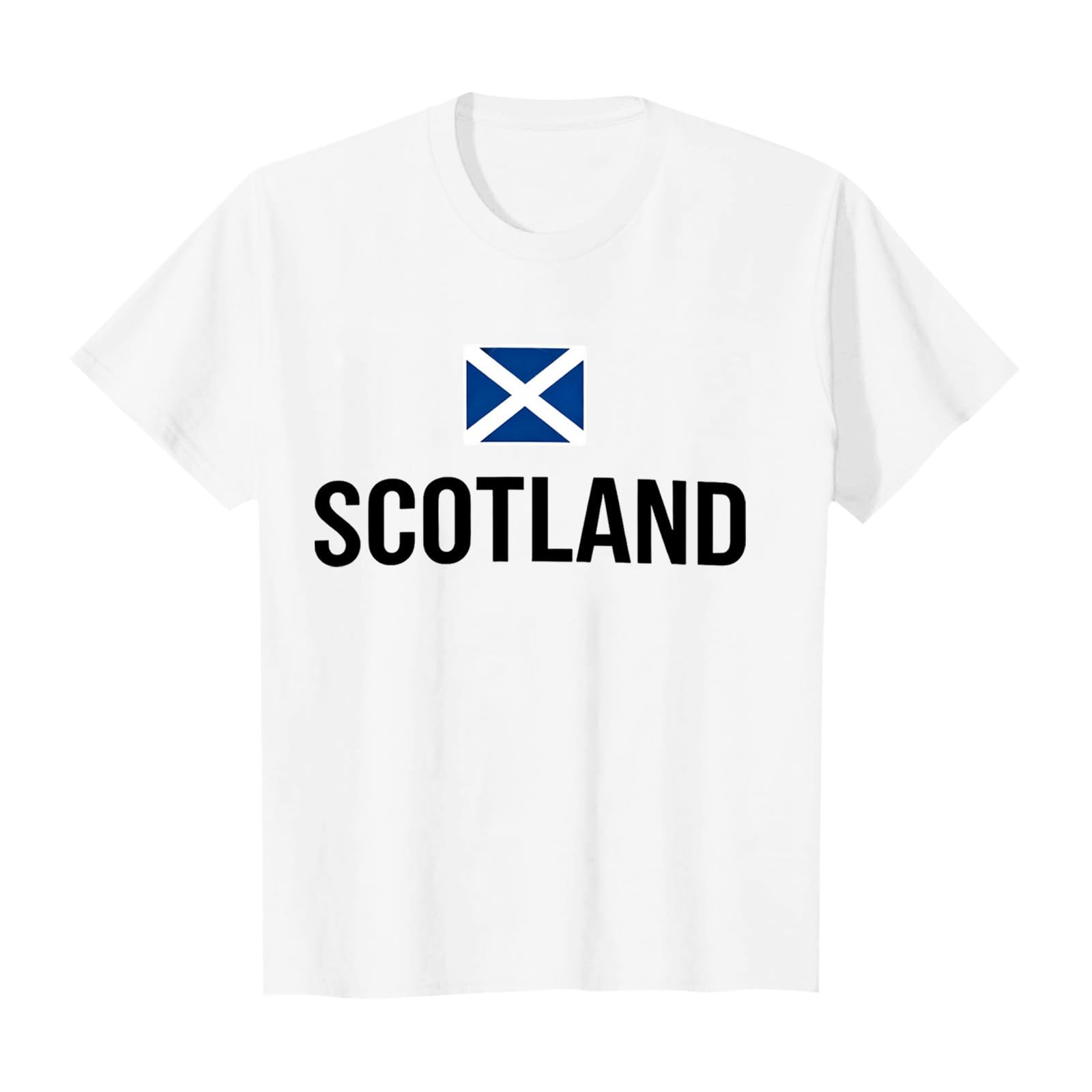 Scotland Football T Shirt Unisex Scottish Flag Short Sleeve Crew Neck Funny – Men Women Football Fans (D-White, XXL) — image 1