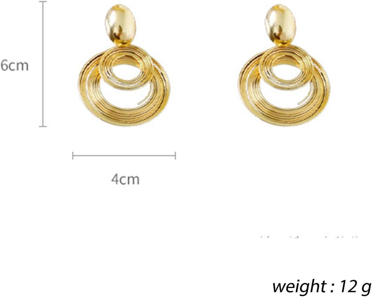 YienDoo Unique 70s Disco Dangle Hoop Earrings Gold/Silver Vintage Geometric Earrings Statement Multi Circles Earring Double Round Swirl Link Dangle Drop Earring Jewelry for Women - Image 7