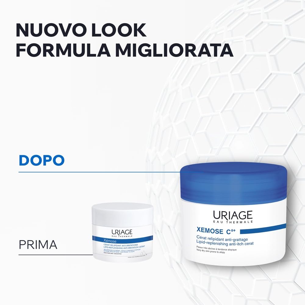 Uriage Xemose C8+ Cerato anti-irritazioni per pelle molto secca soggette ad eczema atopico con Burro di Karité 25% - Cerato molto ricco che si scioglie per lenire le sensazioni
