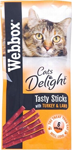 Webbox Cats Delight - Palitos sabrosos con pavo y cordero (6 por paquete, 30 g), paquete de 6