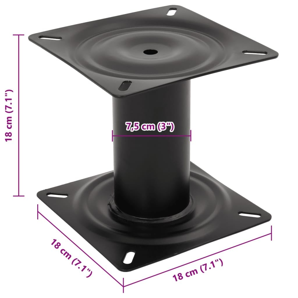 Piédestal de siège de bateau noir 18 cm acier