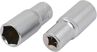 Aexit 3/8-inch Square Hand Operated Tools Drive 19mm Hex 6 Point Impact Socket Silver Tone 2pcs Model:97as234qo735