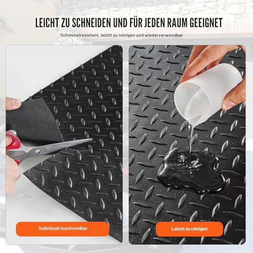 VEVOR Gummimatte 4625 x 1236 mm Bodenmatte SBR-Gummi Bodenbelag 3 mm Dicke Noppenmatte Diamant Tränenblech Bodenmatte Antirutschmatte Gummibelag Ideal für Garagen, Lagerhallen, Fitnessstudios, Gehwege