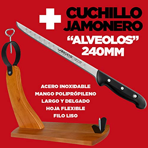 Foto von CUPERINOX schinkenhalter | Serrano schinken Halterung | professionelles Schinkenmesser mit Alveolen | schinkenhalter mit Messer