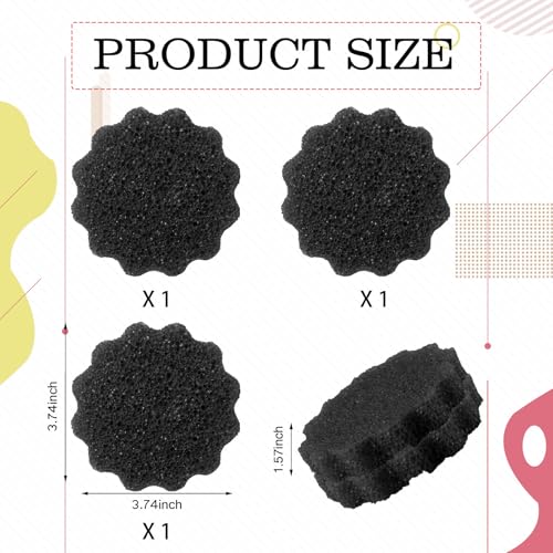 Image of FillTouch 3 Pcs Dual Sided Scrub Sponge Multi Functional Cute Temperature Sensitive Non Scratch Dish Sponge for Washing Dishes Kitchen Bathroom(Flower,Black)