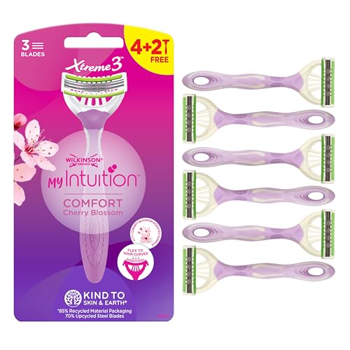 Wilkinson Sword Xtreme 3 Comfort - 6 Maquinillas Desechables Depilatorias Femeninas de 3 Hojas Flexibles con Aceite de Coco Hidratante