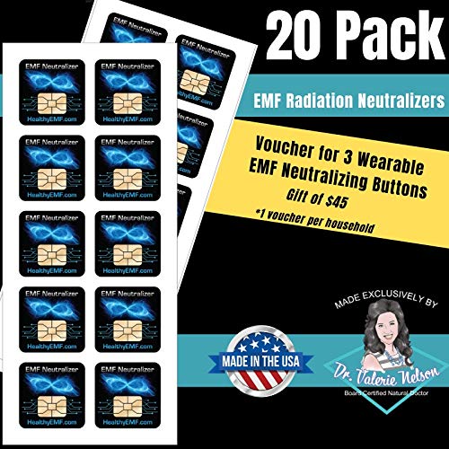 Cell Phone EMF Protection Radiation Neutralizers + Free $45 Voucher for 3 EMF Protection Buttons - Slim Design - Proudly Made in The USA - 5, 10 or 20 Pack - Developed by Dr. Valerie Nelson