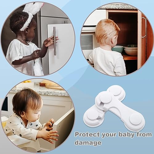 RYMAUP® 6er Pack Kindersicherheitsschrank Schubladen, Schrank- und Schubladensperren, Starkes Klebeband, Kein Bohren, Langlebig, Weiß, Ideal für Möbel, Küche, Schranktür