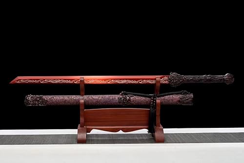 Miniatura 8 de LOONGSWORD Espada china, espadas Tang Dao real, espada táctica (hoja roja de acero de alto carbono forjado, accesorios de aleación)