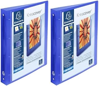 Exacompta - ref. 51562E - 1 customizable rigid PP binder with 1 pocket - 4 round rings, 30 mm diameter - External dimensions: 32 x 26.8 cm - A4 Maxi file format - Colour: blue
