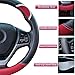 Alusbell Cute Carbon Fiber Steering Wheel Cover Synthetic Leather Auto Car Steering Wheel Cover for Women Universal Fit 15 Inch (Red)