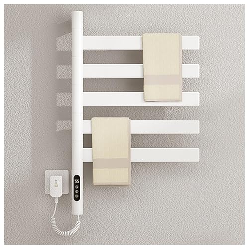 SGKOMN Calentador de Toallas Giratorio de 180°, con Temporizador, Pantalla LED y Control de Temperatura Constante, cableado., White