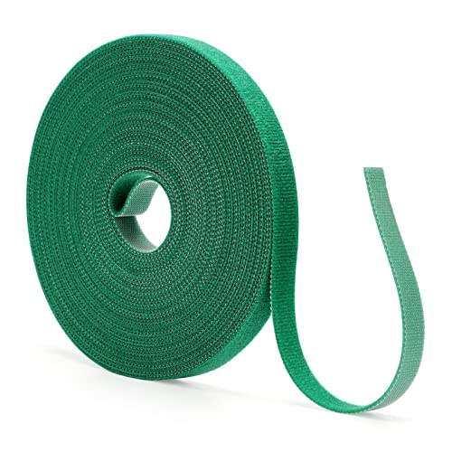 KINGLAKE 10m 12mm Bridas para Plantas Verdes, Bridas para Cables, Cinta Adhesiva Ajustable para árboles, Cinta para arbustos de jardín, Cortada a Medida-verde