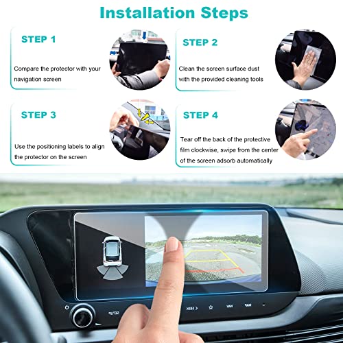 YEE PIN Screen Protector Compatible with Hyunda*i Bayon 2022+ 10.25 Inch Navigation Protective Film GPS Navi Film 9H Tempered Glass Protection Scratch-Resistant - Image 2