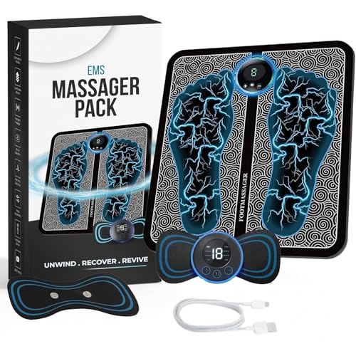 Image of DADLM (Combo) Foot Massager Pain Relief, EMS Massager Machine Wireless Electric, Rechargeable Portable Folding Automatic with 8 Mode19 Intensity for Legs,Body,Hand Therapy New Model-E2026 (Medium)