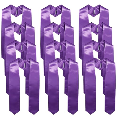 Image of GraduationMall 12 Pieces 72 Inch Plain Graduation Stole Bulk Sublimation Blank Honor Graduation Sash Unisex Adult
