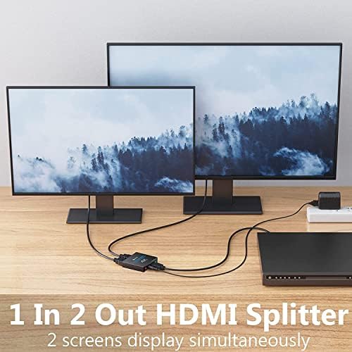 eSynic Professional HDMI Splitter 2 Way HDMI Splitter 1 In 2 Out 4K HDMI Splitter Bypass Aluminum Lossless Transmission HDMI Amplifier Supports HDCP 1.4 & 4K@30HZ Ultra HD for PS4 HDTV Projector etc