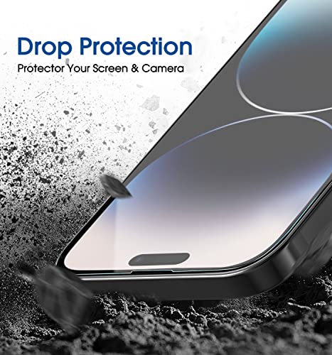 Image of amFilm OneTouch for iPhone 14 Pro Max Screen Protector 6.7'' Tempered Glass | Auto-Alignment, 30s Install, Bubble Free, 9H Hardness, Scratch & Drop Protection, HD Clear, Case Friendly, 2 Pack (14P-6.7'')