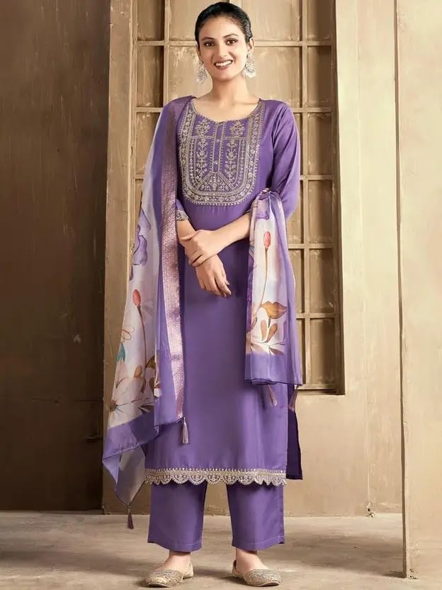 Rutsh Fashion Women's Embroidered Straight Kurti Set with Dupatta |Ruhi 50-picture-32