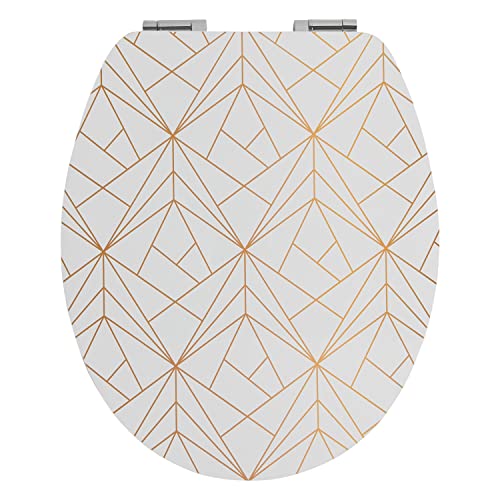 Wirquin 20722723 Abattant WC Diplomat Geometric Gold en MDF avec frein de chute et charnières en...
