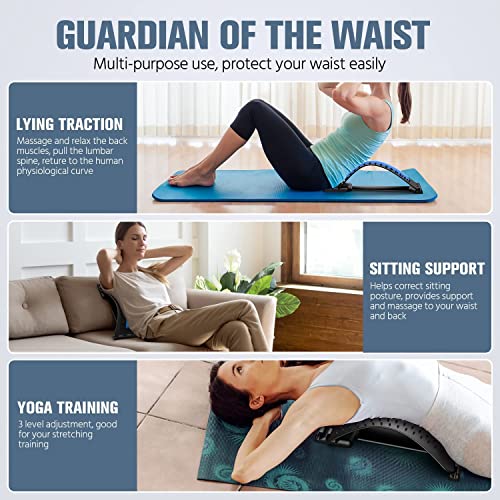 Image of Back Stretcher, Lumbar Back Cracker Board Pain Relief Device, Multi-Level Lumbar Back Massager, Pain Relief for Herniated Disc, Sciatica, Scoliosis, Lower and Upper Lumbar Support Stretcher