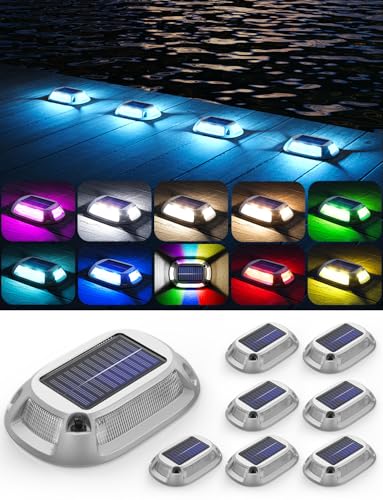 8Pack Aluminum Alloy Solar Driveway Lights, IP68 Solar...