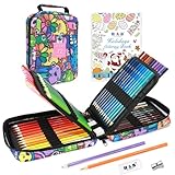 H & B Art Supplies, 72Pack Drawing Supplies for Adults, Drawing Kit with Holiday Coloring Book, Oil-Based Colored Pencils for Artists