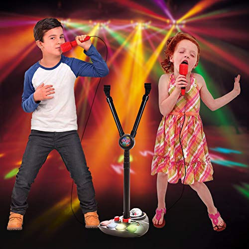 Kids Double Karaoke Mic with Music Singalong and Disco Lights, Connects to iPods, Smartphones & MP3 Players