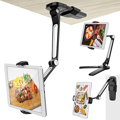 AboveTEK Stojak na tablet kuchenny, HIGHFlex 360 o najwyższej wytrzymałości, przenośny, uniwersalny stojak na tablet 11.9-34.3 cm i uchwyt na telefon do kuchni, blatu i ściany, uchwyt bez wahania 4 PT
