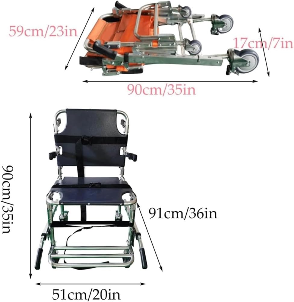 POCHY Karetka pogotowia Medyczna Podnośnik Ze Stopu Aluminium Awaryjne Krzesło Schody Składane Nosze Ratownicze Przenośne Krzesło Koła Transportowe (Kolor: Niebieski - Cztery Koła)