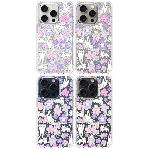 MOSNOVO for iPhone 15 Pro Case, Compatible with Magsafe, Shockproof Military-Grade Protection 6.6ft Drop Tested, Magnetic Clear Phone Case for iPhone 15 Pro, Cat in Bloom Design by MOSNOVO - Used condition - Image 3