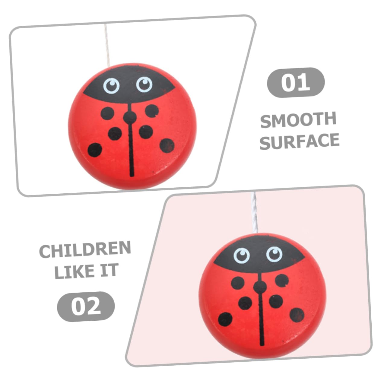 Hemoton Ladybird Wooden Yo Yo Ball for Cartoon Early Education Plaything Yo Yo for Fun and Learning