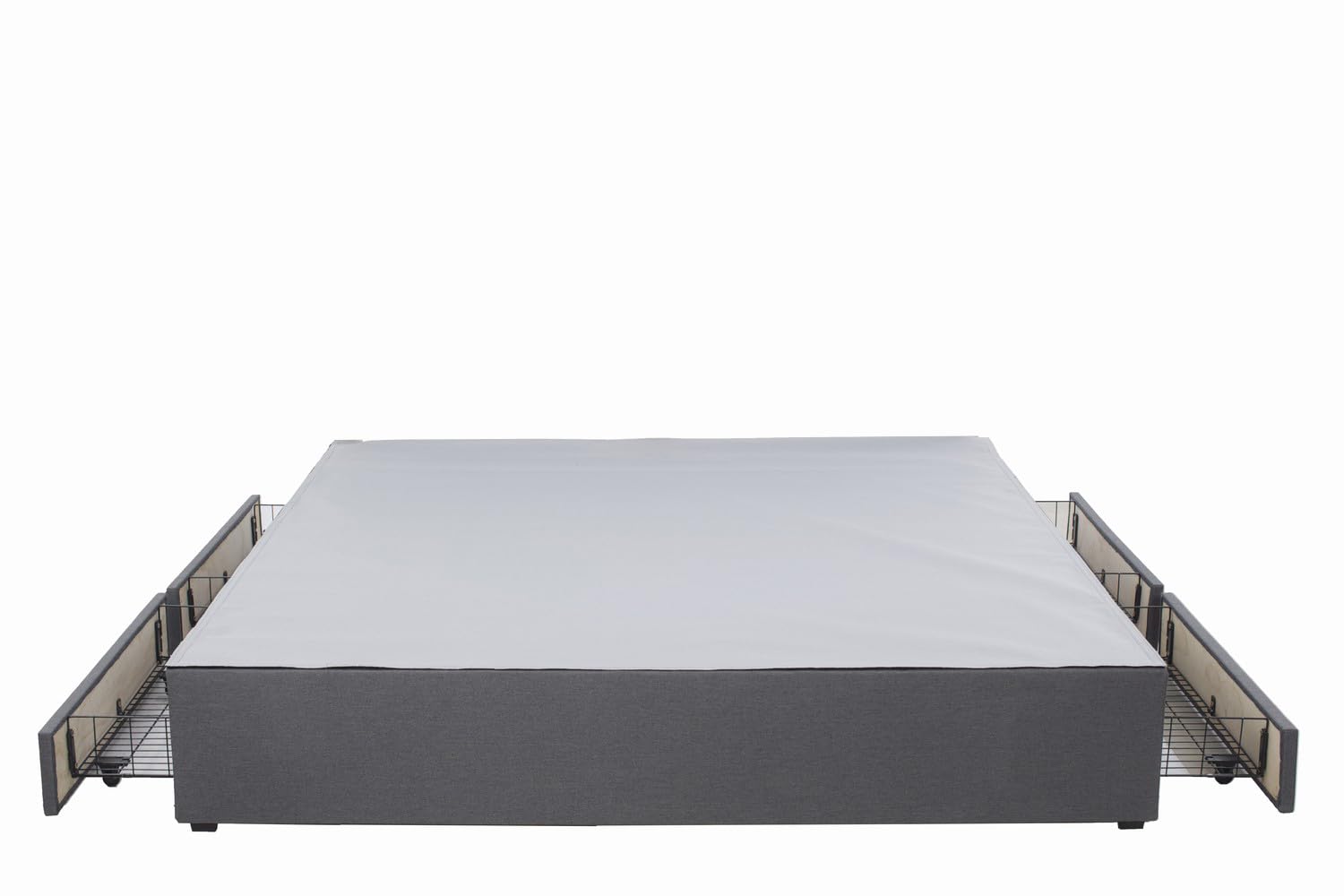 Panana Grey Divan Double Bed Linen Fabric Divan Bed Frame With/without Headboard Storage Drawers (No Headboard, 4 Drawers, 5FT King)