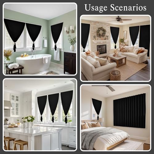 Image of 100% Blackout Self Adhesive Blackout Curtains- Stick on Curtains Shades Window Blinds Curtain No Rod Needed Easy to Hang Curtain, Use for Bedroom, Roman Shades, W59 x L72 inch, 1 Panel, Black