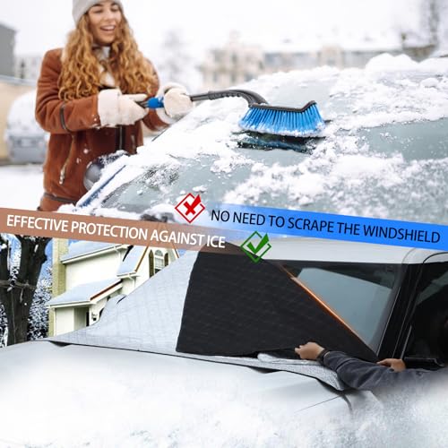 Image of Windshield Snow Cover Fit for Toyota Tundra 2022-2024, Front Windshield Cover for Ice and Snow, Windshield Ice Cover Protects from Rain, Sun, Frost (Silver)