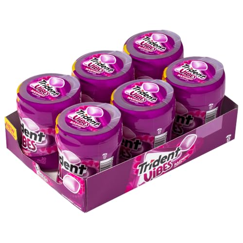 TRIDENT Vibes Berries Chicles Sabor Frutos Rojos Sin Azúcar, Pack 6 Botes