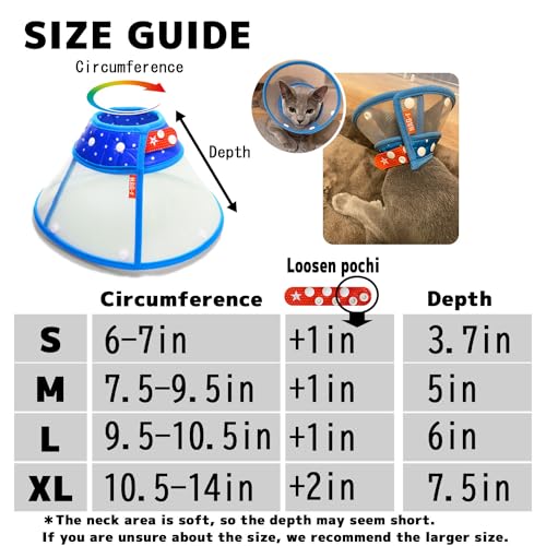 Image of Loosen Pochi Small Dog Cone with Supporters, Cat Cone, Adjust Dog's Neck to be 1inch Wider When Sleeping(Blue, Comfy Snapper Set-XL)