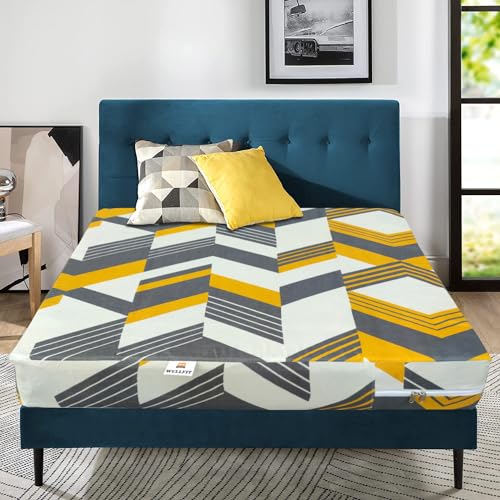 Image of WELLFIT Premium Glace Cotton 300 TC Mattress Cover /Protector for Single Size Bed with Zip /Chain /2.5x6 ft / 30x72x5 inch