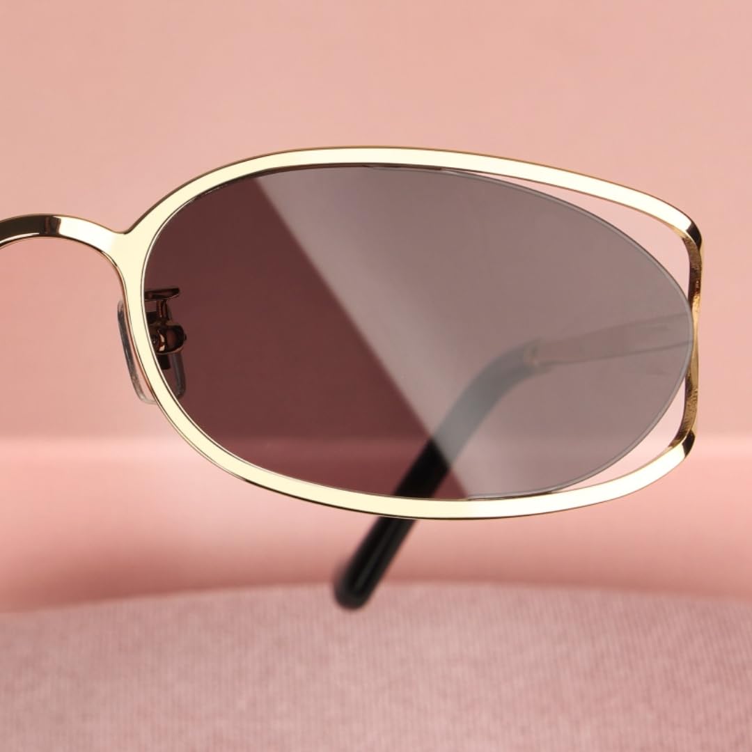 Lunettes de soleil pour femmes en alliage ovale monture métallique nuances de mode UV400